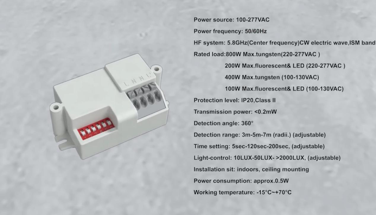 PDLUX käivitab nutika valgustuse ja turvalisuse jaoks PD-MV1031-5,8 GHz 360 ° mikrolaine liikumisandur